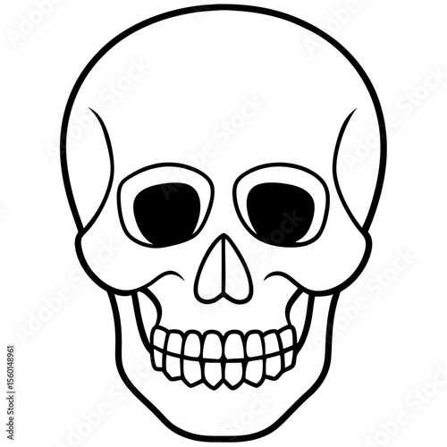 Hollow-Eyed Skull Outline on White