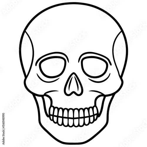 Hollow-Eyed Skull Outline on White