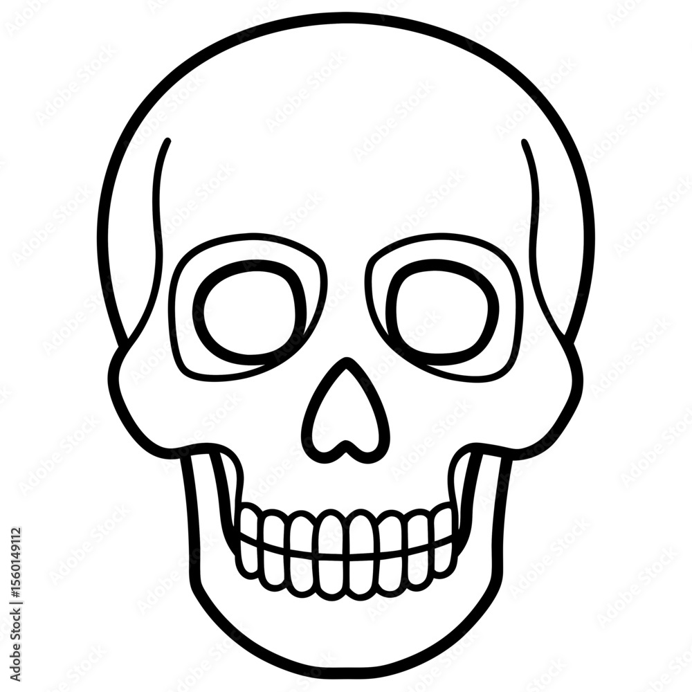 Hollow-Eyed Skull Outline on White Hollow-Eyed Skull Outline on White