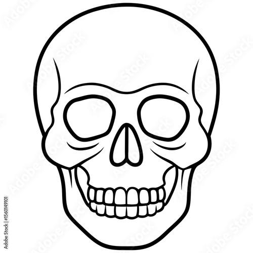 Hollow-Eyed Skull Outline on White