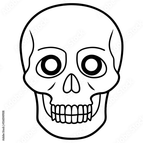 Hollow-Eyed Skull Outline on White