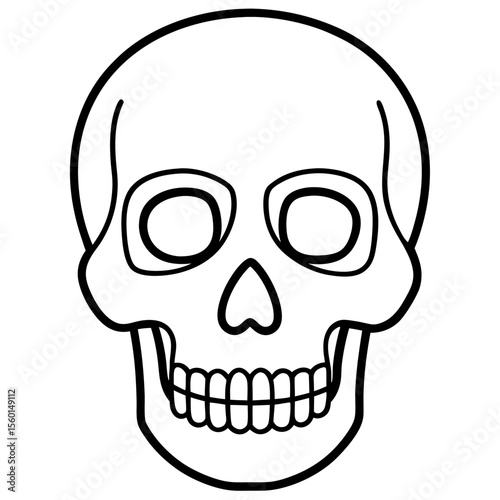 Hollow-Eyed Skull Outline on White
