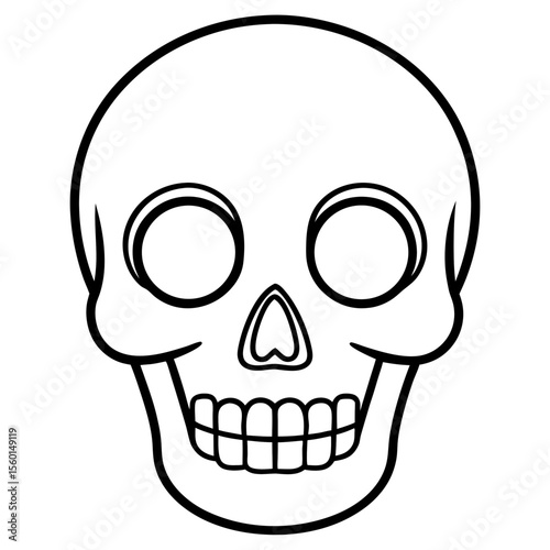 Hollow-Eyed Skull Outline on White