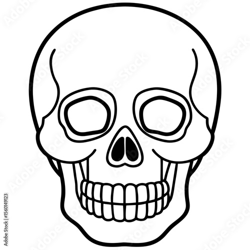 Hollow-Eyed Skull Outline on White
