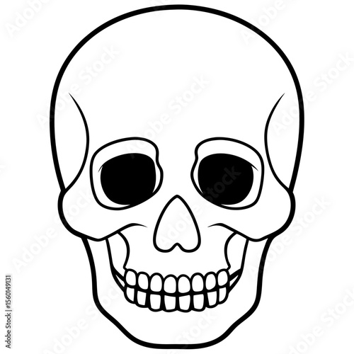 Hollow-Eyed Skull Outline on White