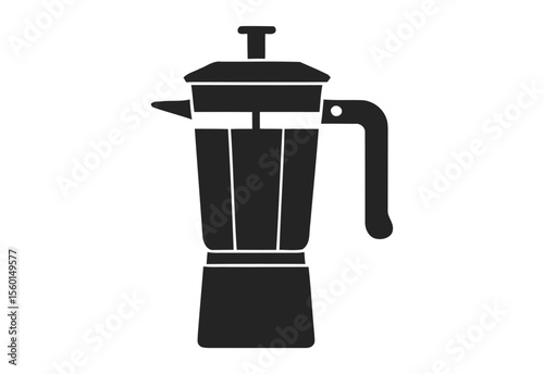 Simple black silhouette of a classic stovetop moka pot coffee maker