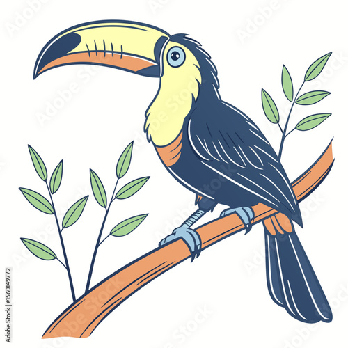 Colorful Toucan Vector Illustration with Giant Beak in 4K

