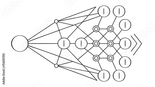 Network diagram illustration showing connections and flow in a complex system schematic graphic design vector 1