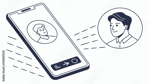 Mobile video call illustration for virtual meeting and online communication concept design vector graphic