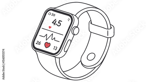 Smartwatch health monitoring fitness tracker with heart rate app display for active lifestyle tracking data