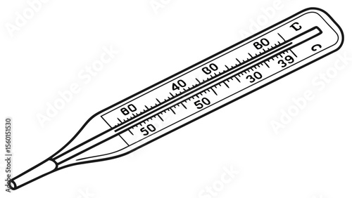 Medical thermometer illustration for healthcare temperature check and fever detection diagnostic tool usage guide
