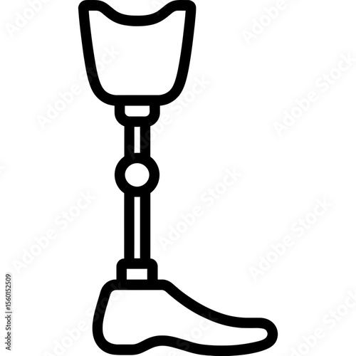 Prosthetic leg outline icon vector