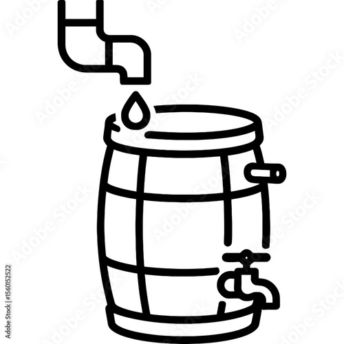 Rain barrel collector outline icon vector