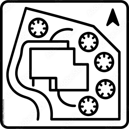 Site plan outline icon vector