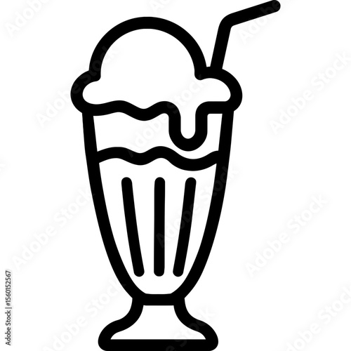 Soda fountain glass outline icon vector