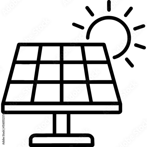 Solar panel array outline icon vector