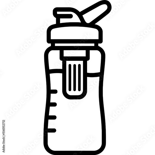 Reusable water bottle with filter outline icon vector