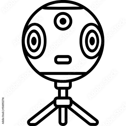 360-degree camera outline icon vector