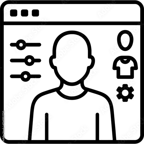 Avatar customization interface outline icon vector