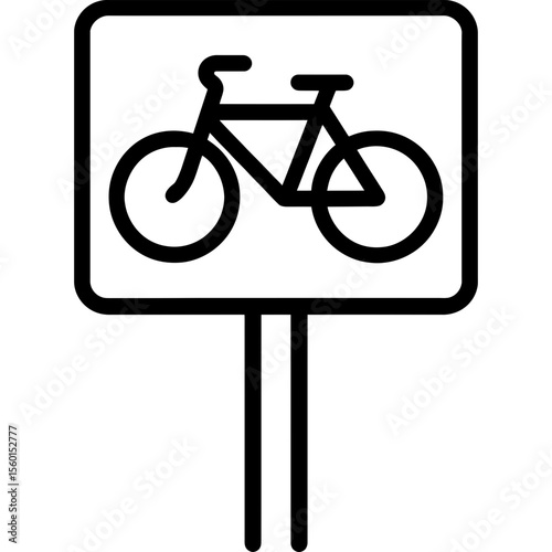 Bicycle lane sign outline icon vector