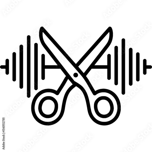 Audio editing scissors outline icon vector