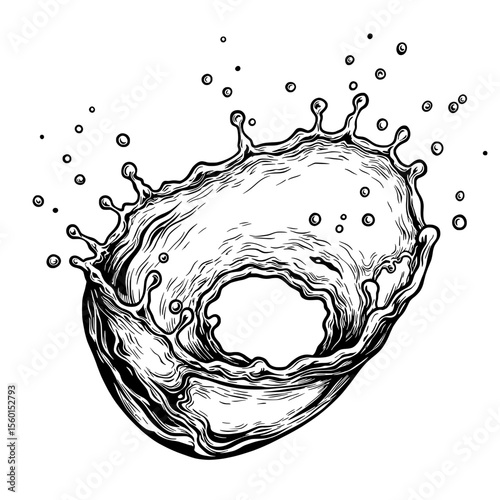Dynamic Water Splash: A captivating illustration of water in motion, showcasing the explosive energy and fluid dynamics of a pristine splash, ready to hydrate and refresh.