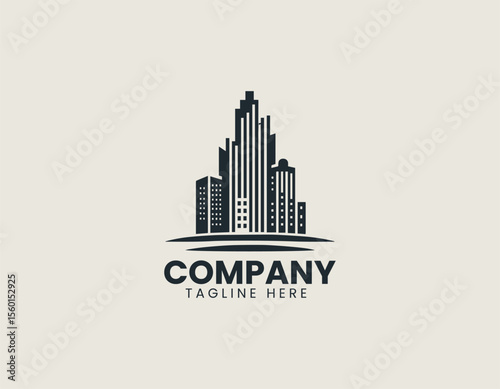 Towering black skyscrapers on a curved base representing modern urban development. Architecture concept