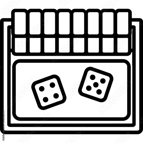 Shut the box game outline icon vector