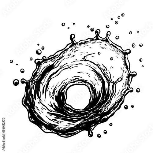 Splashing Water: Witness the mesmerizing dance of water as it bursts and ripples, a testament to its fluidity and dynamic motion, artfully captured in intricate detail.