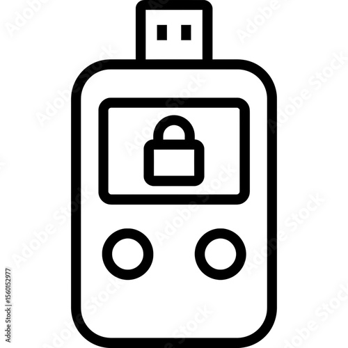 Hardware wallet device outline icon vector