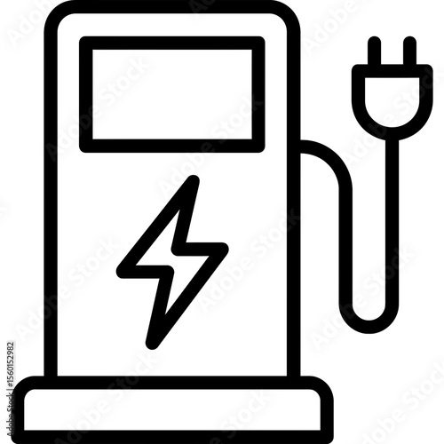 Electric vehicle charging station outline icon vector
