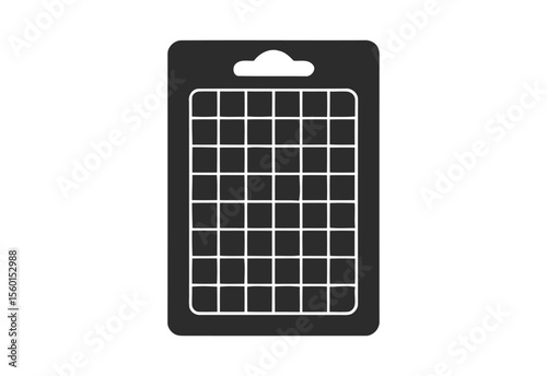 Simple icon of a blister pack with a grid of squares for product display