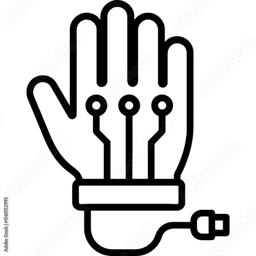 Haptic feedback glove outline icon vector