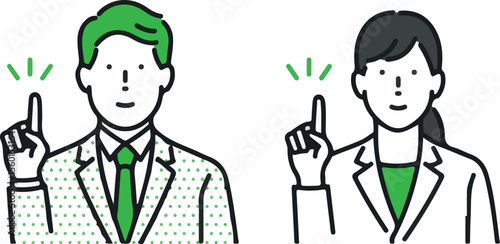 Business mans workers pointing	