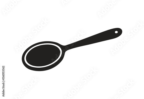 Simple black silhouette of a kitchen spoon with a hole in the handle
