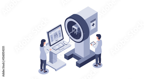 Medical equipment and healthcare professionals flat vector illustration for educational and design use