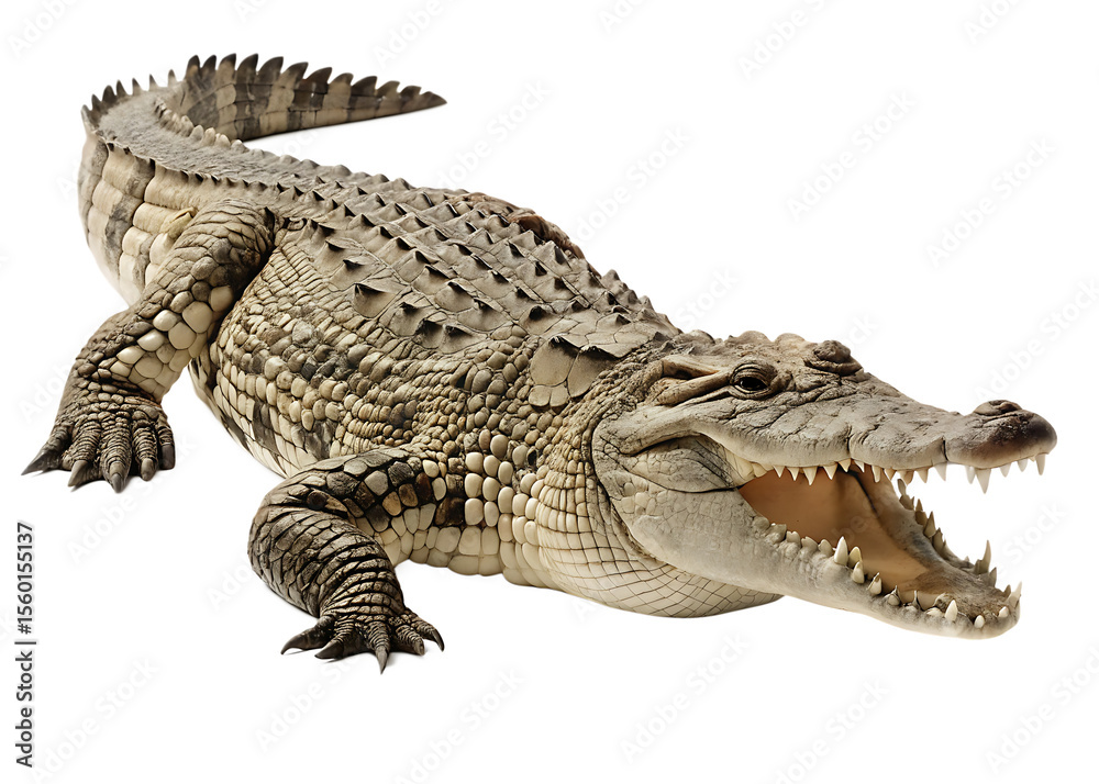 Fototapeta premium crocodile isolated on white background PNG, AI GENERATED