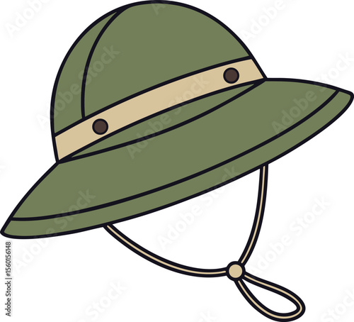 Green safari hat vector art illustration