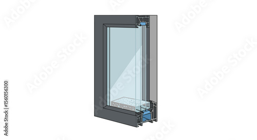 Window frame cross section vector illustration for architectural and design use