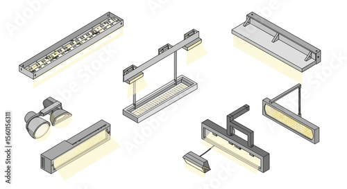 Modern ceiling and wall lighting designs vector illustration for interior design projects