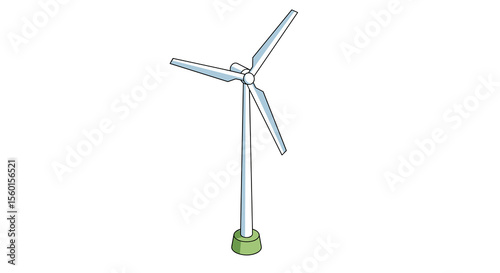 Wind turbine energy vector illustration for renewable power design in isometric style
