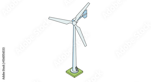 Wind turbine vector illustration in isometric style for renewable energy concepts and educational designs