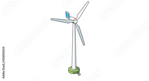 Isometric wind turbine vector illustration for renewable energy design