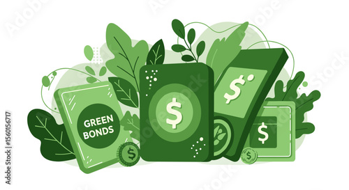 Sustainable finance and green investment vector illustration for environmental awareness design
