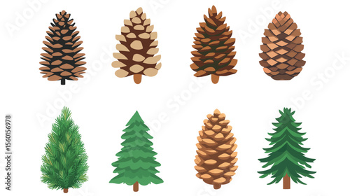 Fir Tree Cone Vector Icon – Minimalist Pinecone Graphic Design in Black and White