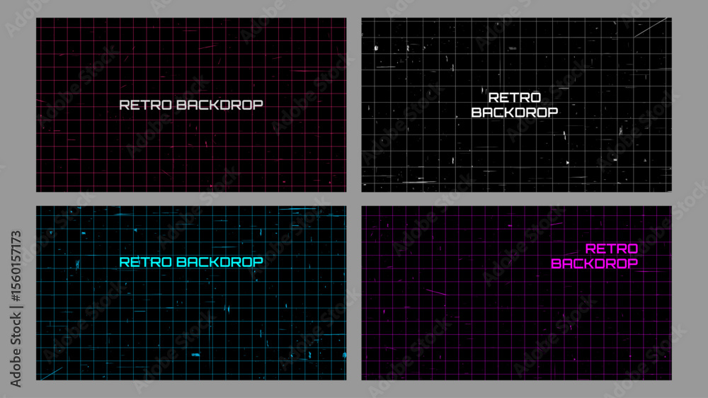 custom made wallpaper toronto digitalVector illustration. Retro futuristic grid pattern with scratched texture background. Set of y2k style neon backdrops. Design for web banner, presentation template, horizontal wallpaper