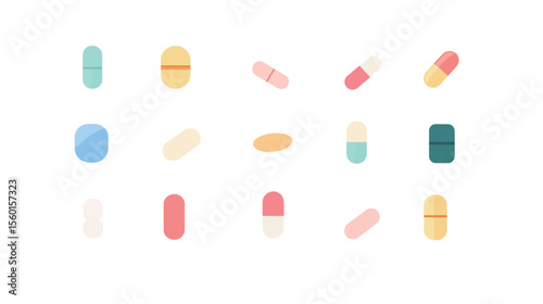 Flat Medicine Capsule Illustration – Vector Graphic of Pill and Capsule Design