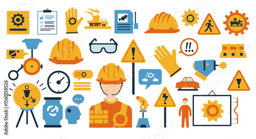 Construction safety icons vector illustration for design use in posters and print materials
