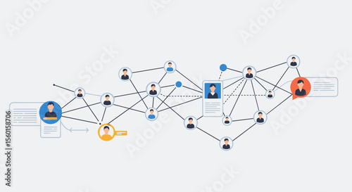 Social network connections vector illustration in flat style for digital communication design