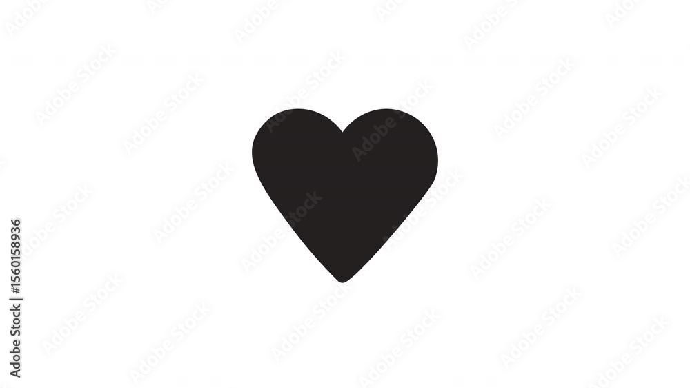Simple black heart symbol suitable for romantic designs, Valentines Day cards, love wallpapers, tattoos, wedding invitations, and social media posts.